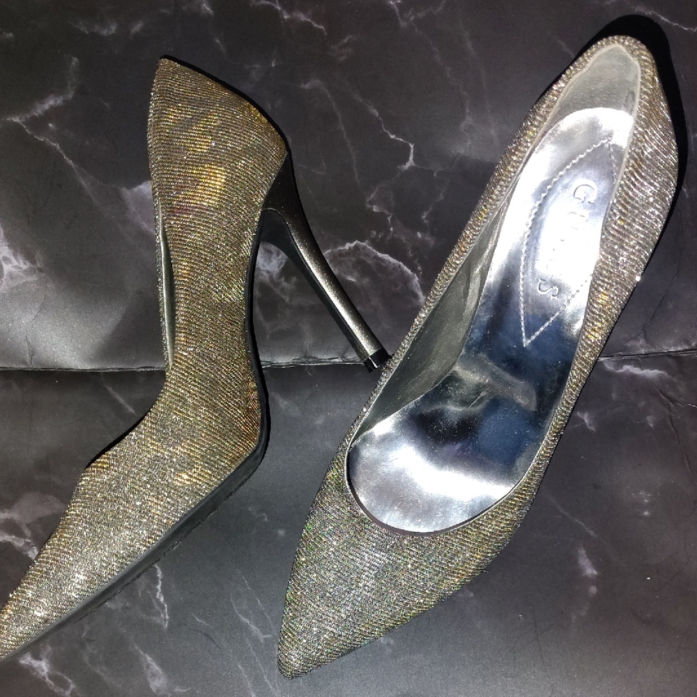 Guess Women's Glittering Silver Heels